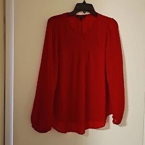 Banana Republic Factory Red Long Sleeve Blouse